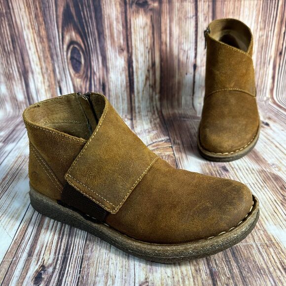 Børn Shoes - Born TORA Womens Size 7.5 Brown Distressed Leather Ankle Booties Boots Shoes